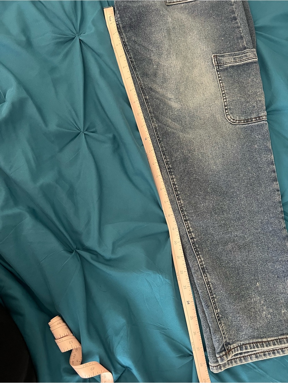 SO Light Blue Washed Denim mid rise Jogger jeans with White Drawstring - Picture 3 of 5